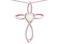 Star K 14k Gold Infinity Love Cross with Genuine Opal Heart Stone Pendant Necklace