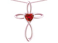 Star K 10k Gold Infinity Love Cross with Created Ruby Heart Stone Pendant Necklace