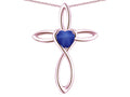 Star K 10k Gold Infinity Love Cross with Created Star Sapphire Heart Stone Pendant Necklace