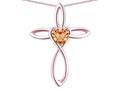 Star K 10k Gold Infinity Love Cross with Simulated Imperial Yellow Topaz Heart Stone Pendant Necklace