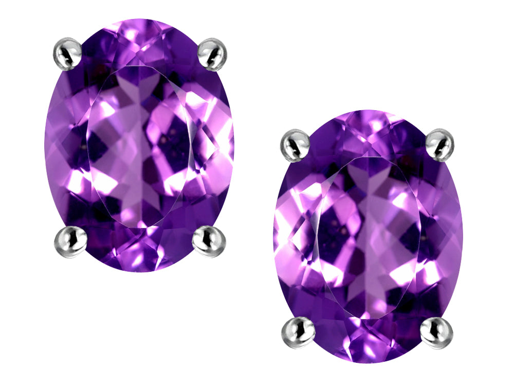 Star K Oval 8x6 mm Genuine Amethyst Earrings Studs