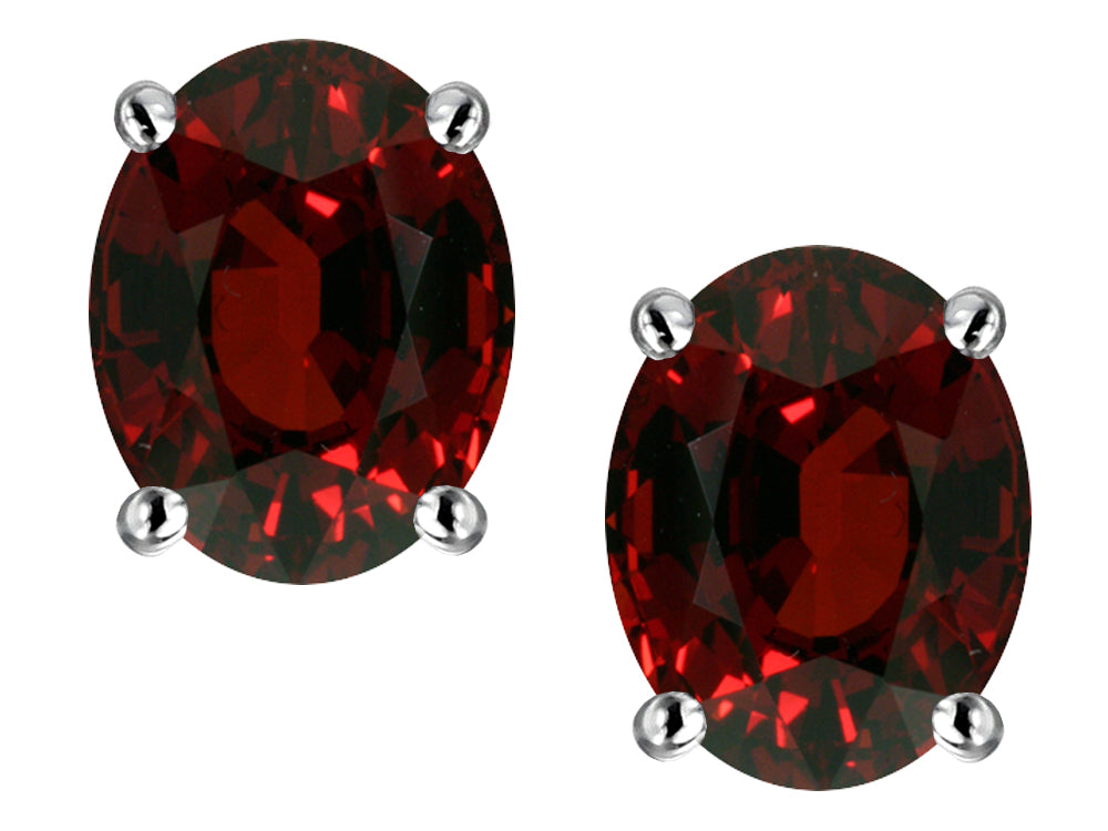 Star K Genuine Garnet Oval 8x6mm Earrings Studs
