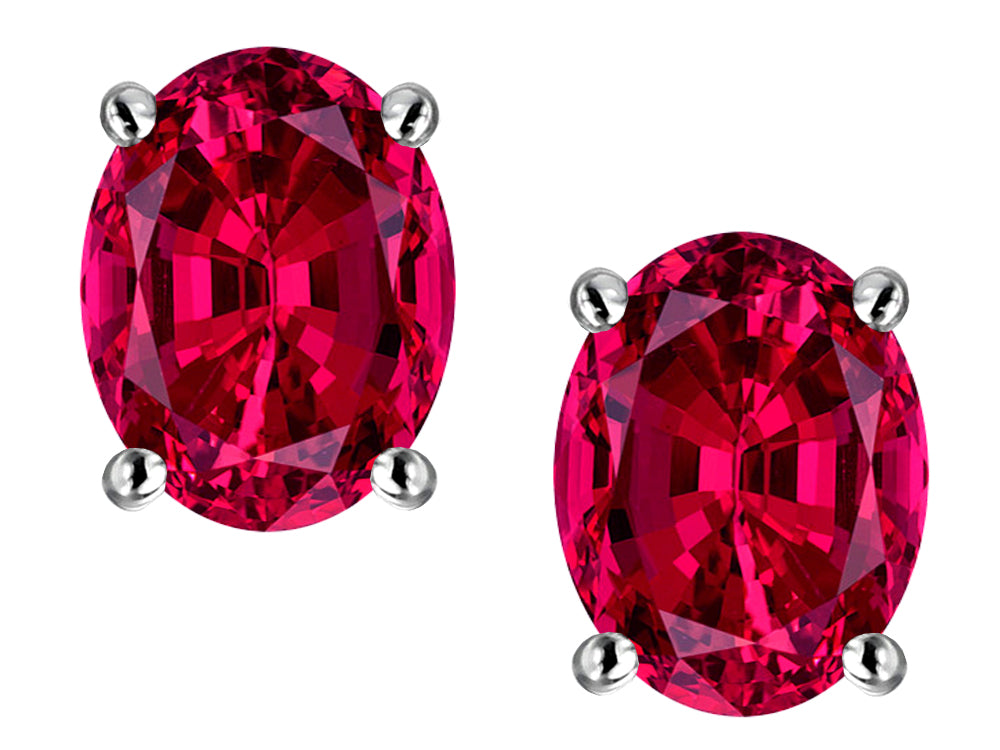 Star K Created Ruby Oval 8x6mm Earrings Studs
