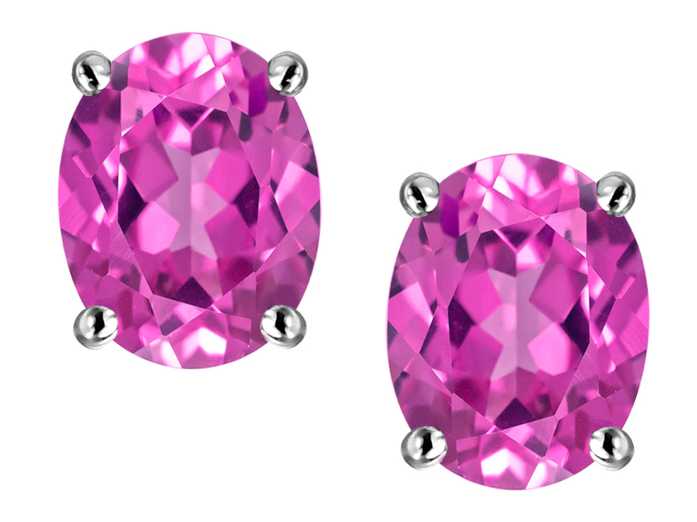 Star K Created Pink Sapphire Oval 8x6mm Earrings Studs