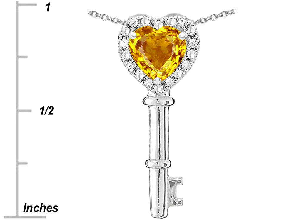 Star K  Key to My Heart Pendant Necklace with Genuine Citrine