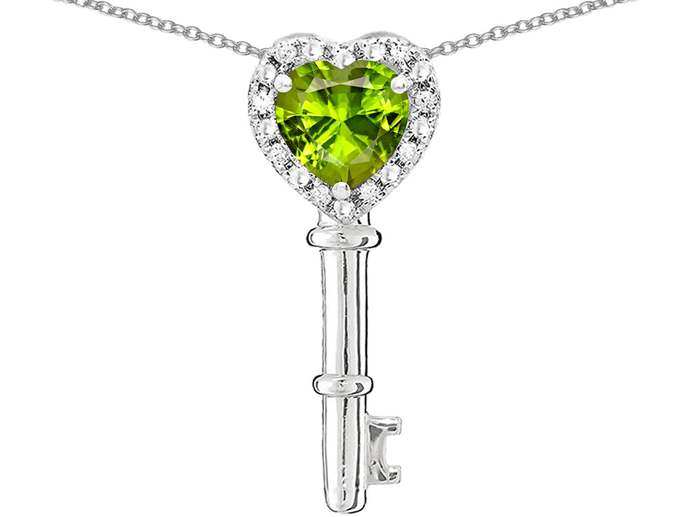 Star K  Key to My Heart Pendant Necklace with Genuine Peridot