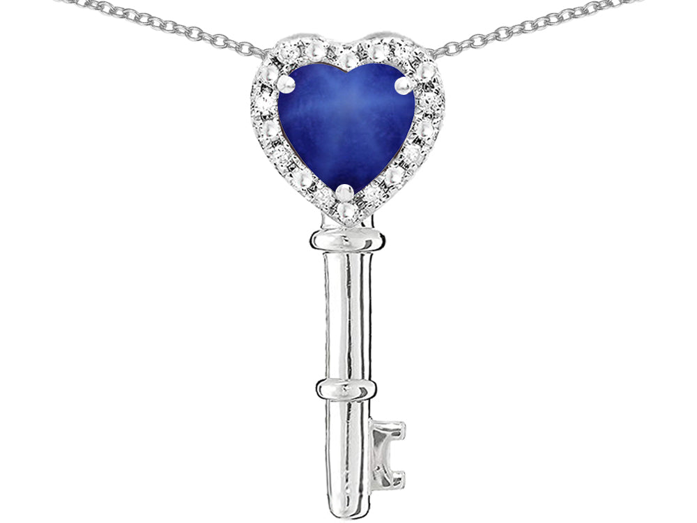 Star K  Key to My Heart Pendant Necklace with Created Star Sapphire