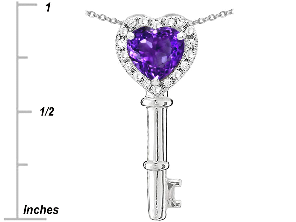 Star K  Key to My Heart Pendant Necklace with Genuine Amethyst