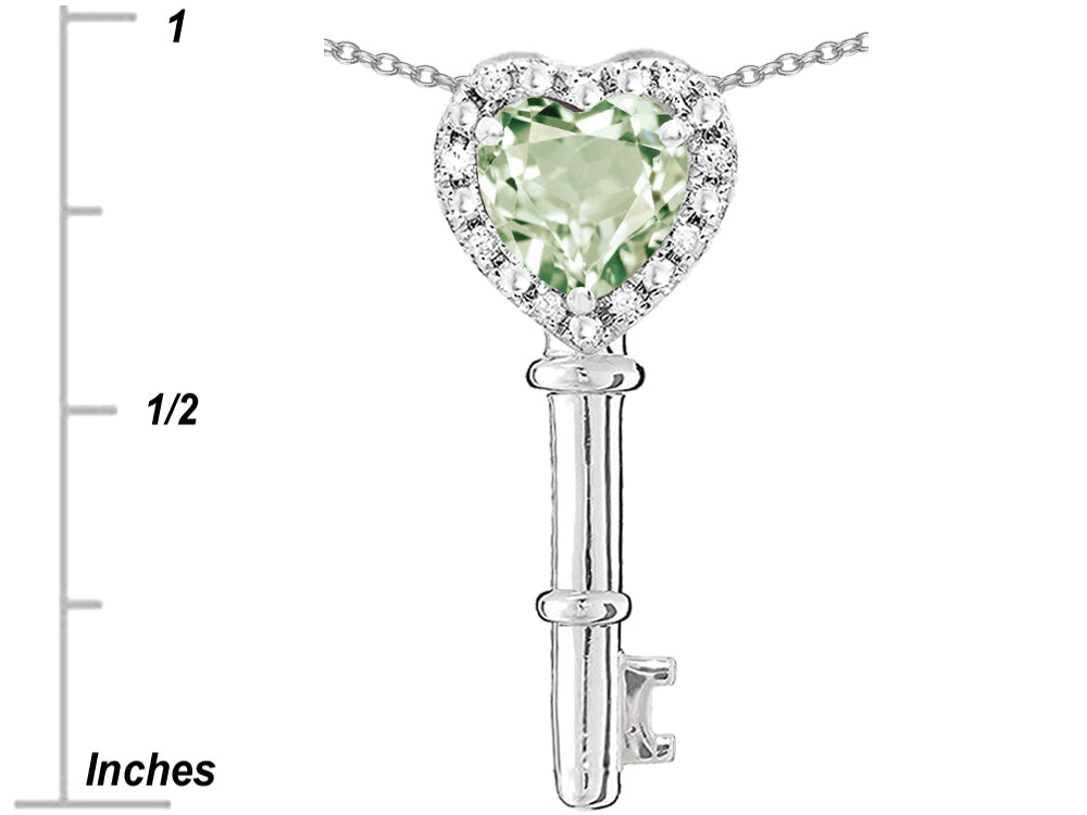 Star K  Key to My Heart Pendant Necklace with Genuine Green Amethyst