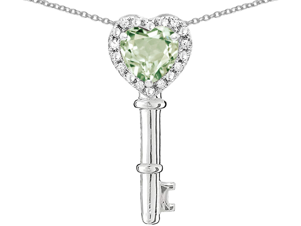 Star K  Key to My Heart Pendant Necklace with Genuine Green Amethyst