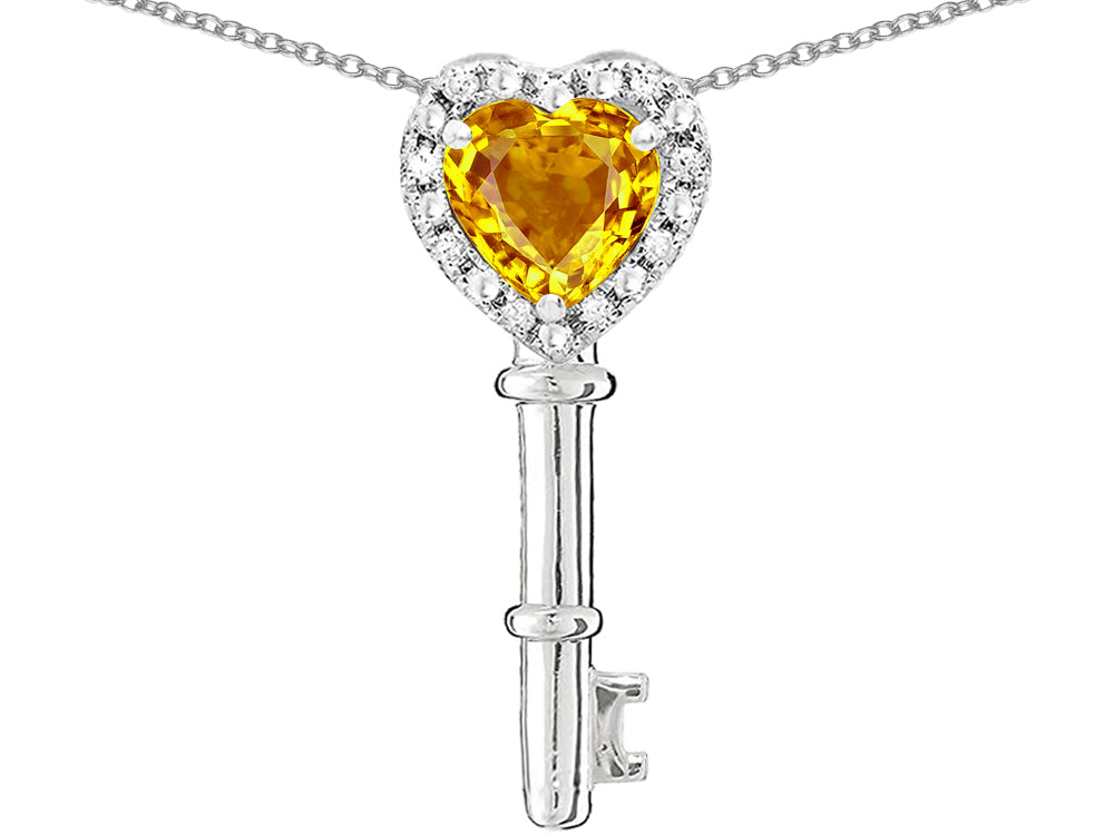 Star K  Key to My Heart Pendant Necklace with Genuine Citrine