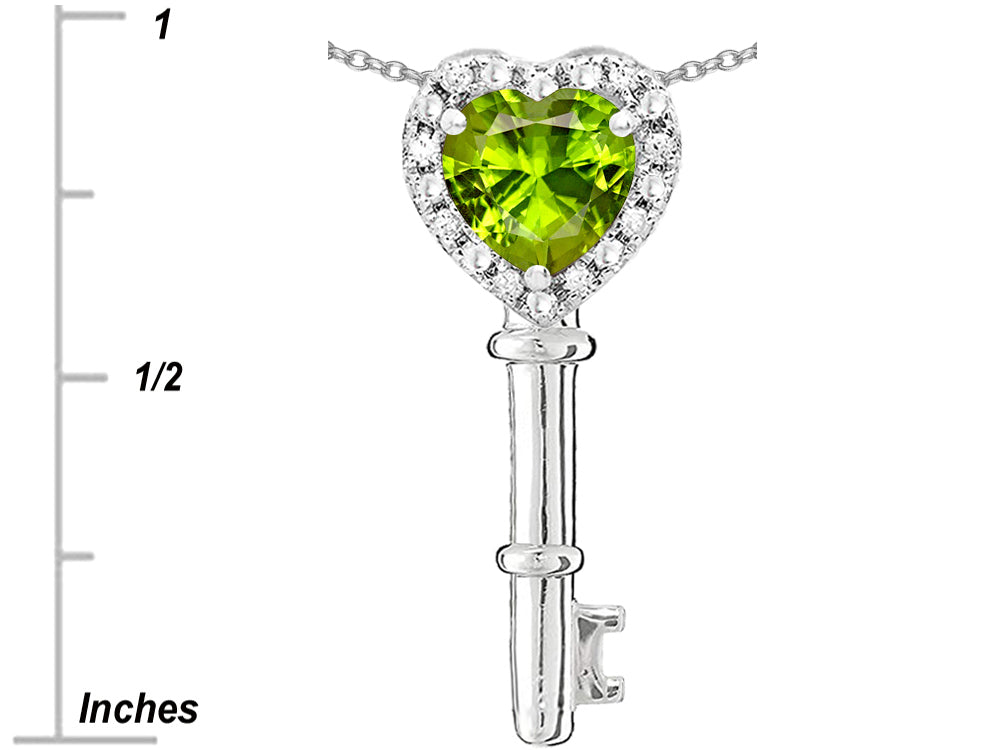 Star K  Key to My Heart Pendant Necklace with Genuine Peridot