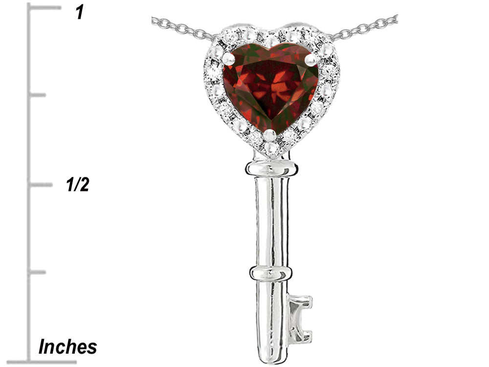 Star K  Key to My Heart Pendant Necklace with Genuine Garnet