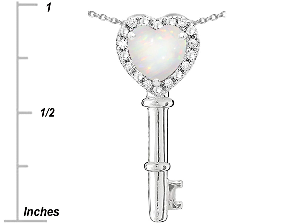 Star K  Key to My Heart Pendant Necklace with Genuine Opal