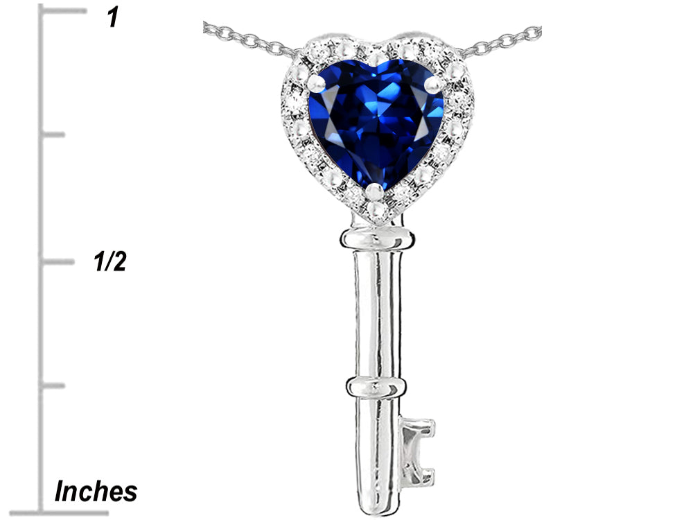 Star K  Key to My Heart Pendant Necklace with Created Sapphire