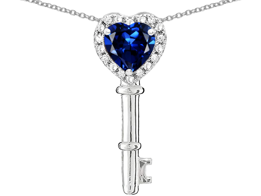 Star K  Key to My Heart Pendant Necklace with Created Sapphire