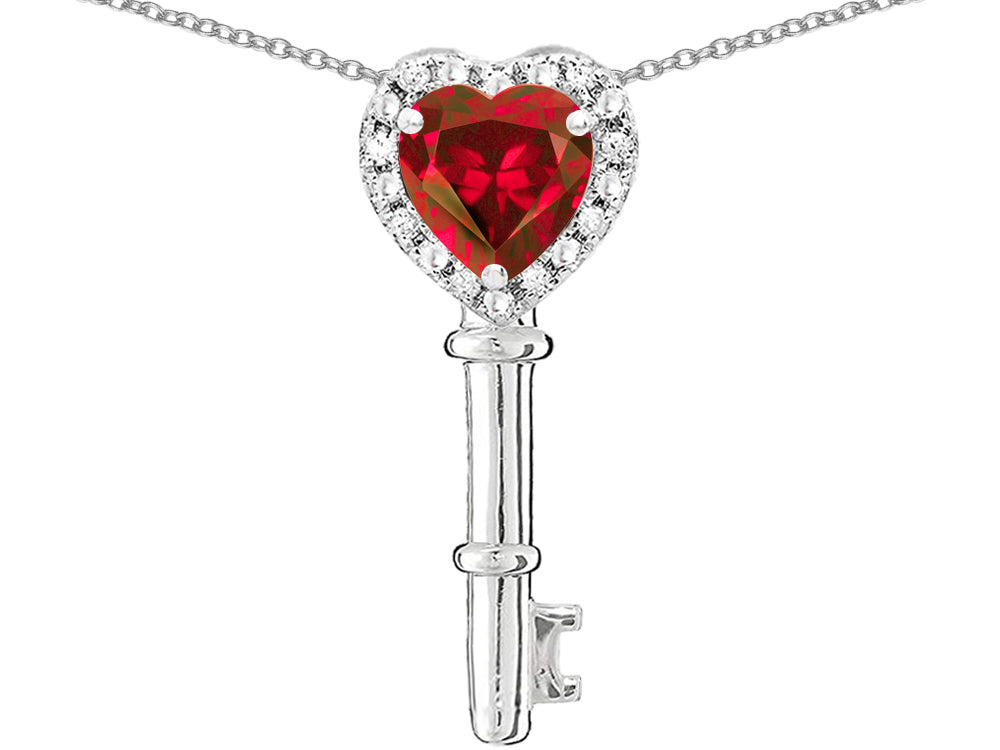 Star K  Key to My Heart Pendant Necklace with Created Ruby