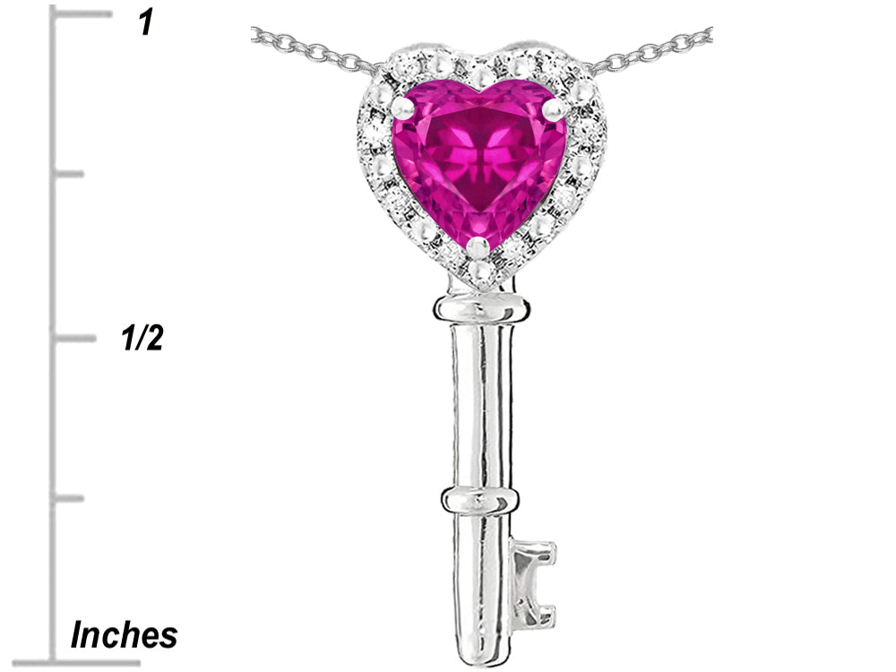 Star K  Key to My Heart Pendant Necklace with Simulated Pink Tourmaline