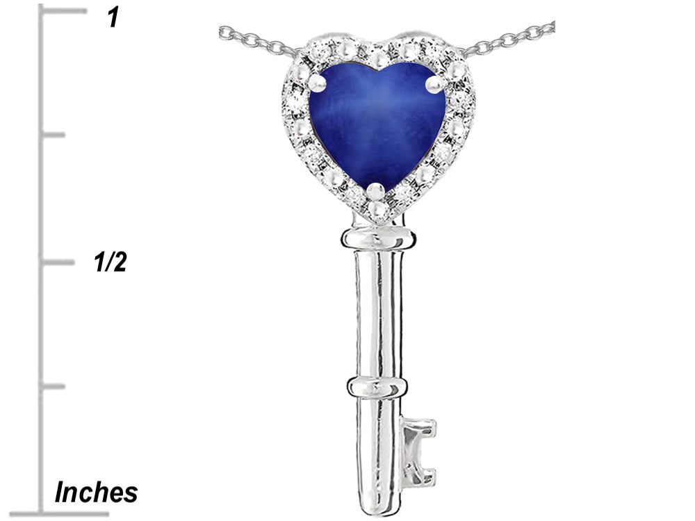 Star K  Key to My Heart Pendant Necklace with Created Star Sapphire