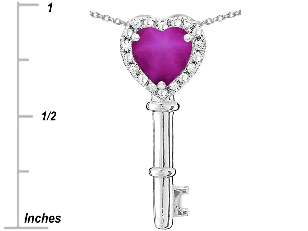 Star K  Key to My Heart Pendant Necklace with Created Star Ruby
