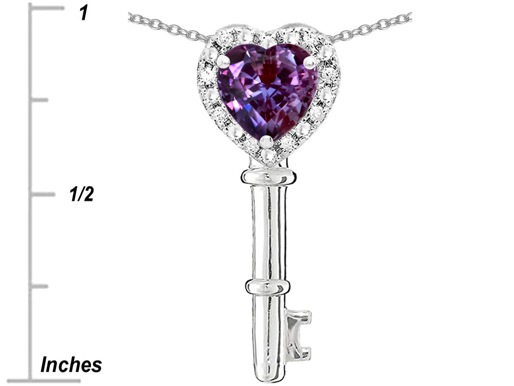 Star K  Key to My Heart Pendant Necklace with Simulated Alexandrite