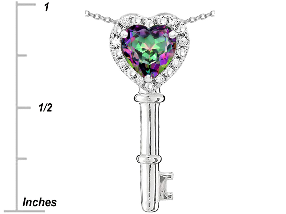Star K  Key to My Heart Pendant Necklace with Rainbow Mystic Topaz