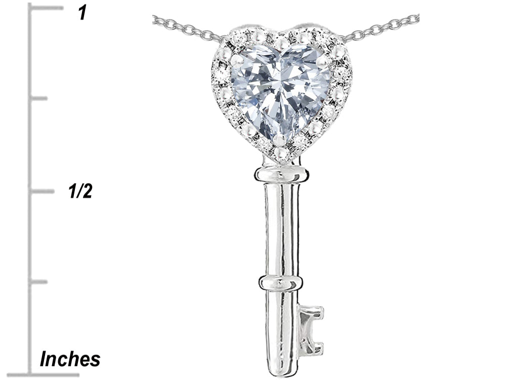 Star K  Key to My Heart Pendant Necklace with Genuine White Topaz