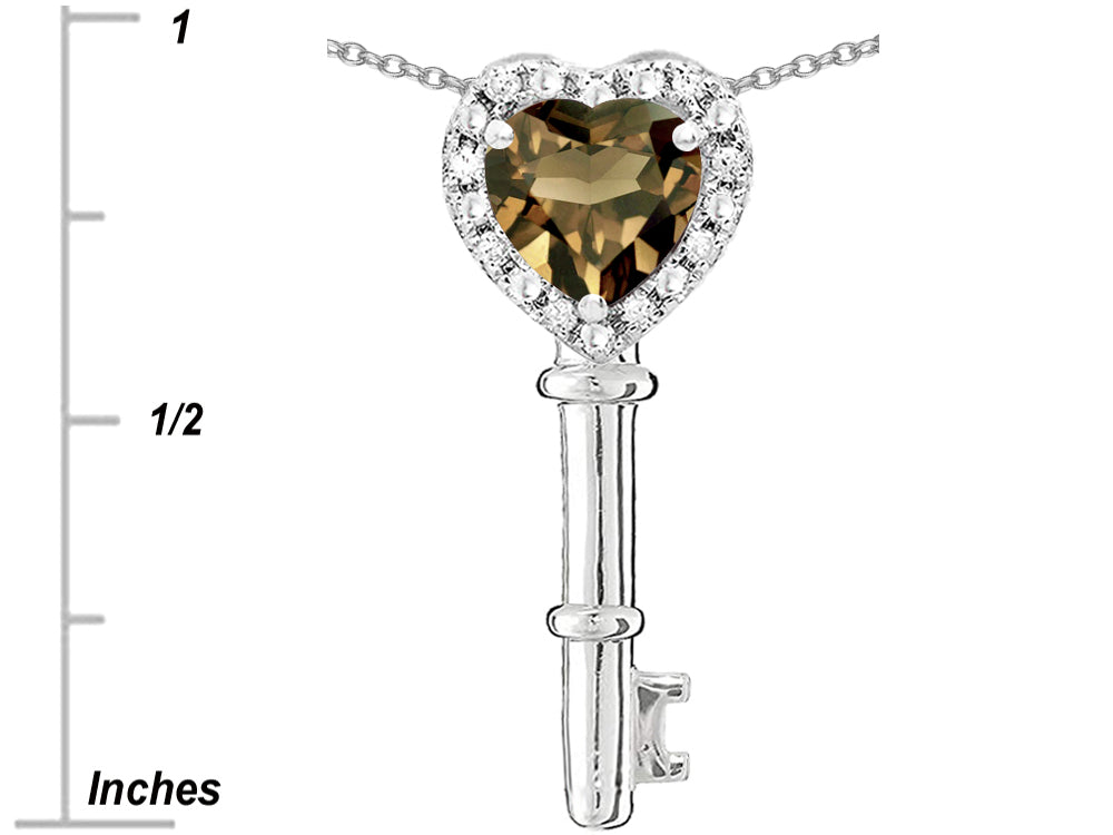 Star K  Key to My Heart Pendant Necklace with Genuine Smoky Quartz