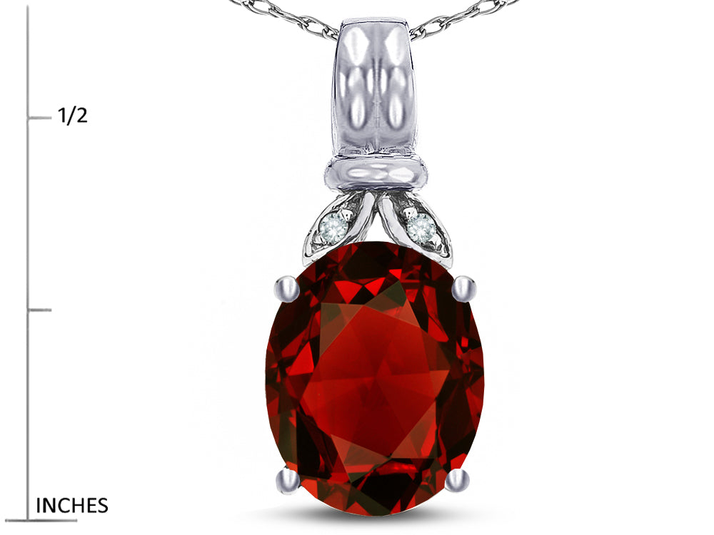 Star K  Oval 10x8 Genuine Garnet Fashion Pendant Necklace
