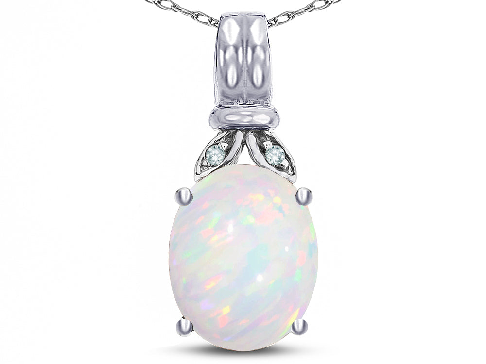 Star K  Oval 10x8 Genuine Opal Fashion Pendant Necklace