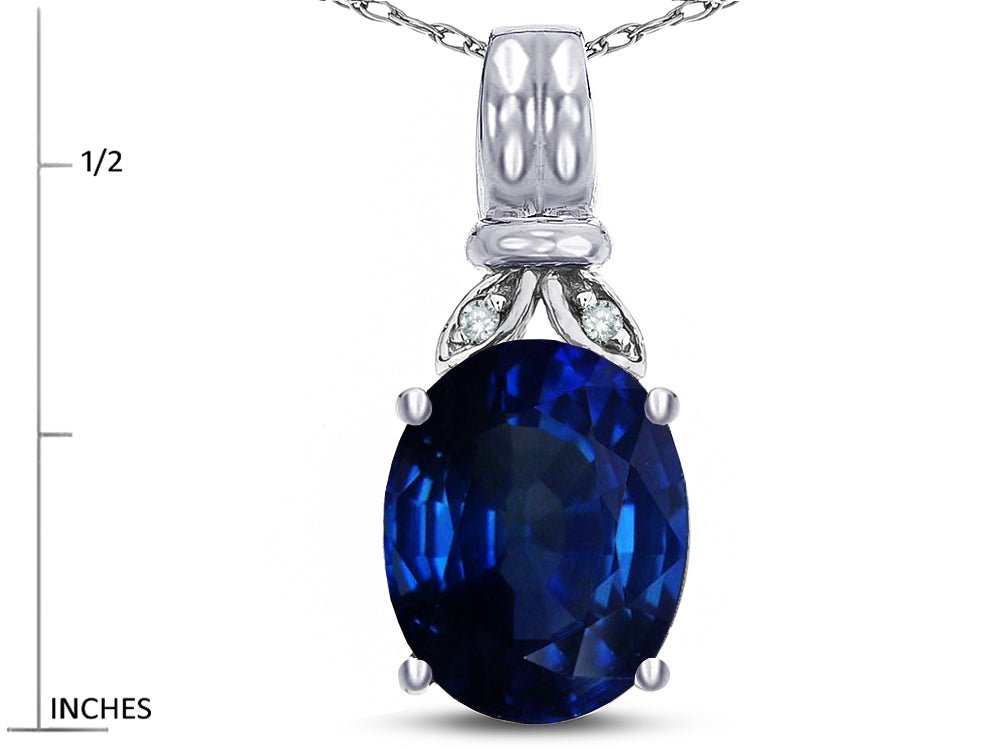 Star K  Oval 10x8 Created Sapphire Fashion Pendant Necklace