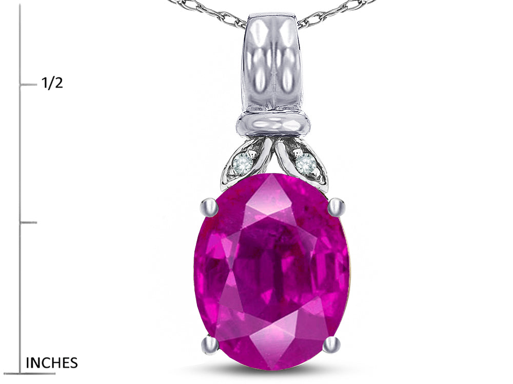 Star K  Oval 10x8 Simulated Pink Tourmaline Fashion Pendant Necklace