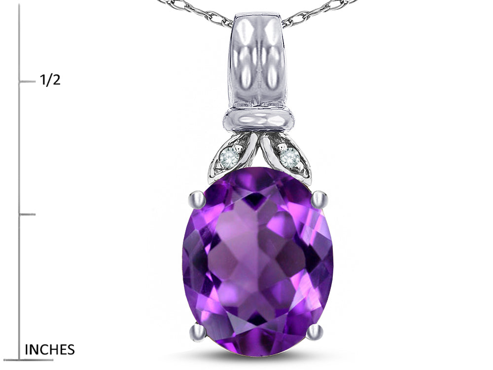 Star K  Oval 10x8 Genuine Amethyst Fashion Pendant Necklace