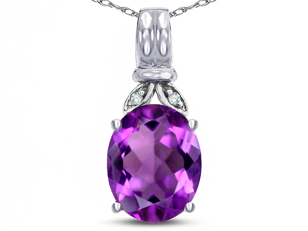 Star K  Oval 10x8 Genuine Amethyst Fashion Pendant Necklace