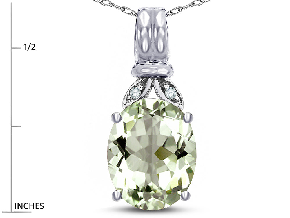 Star K  Oval 10x8 Genuine Green Amethyst Fashion Pendant Necklace