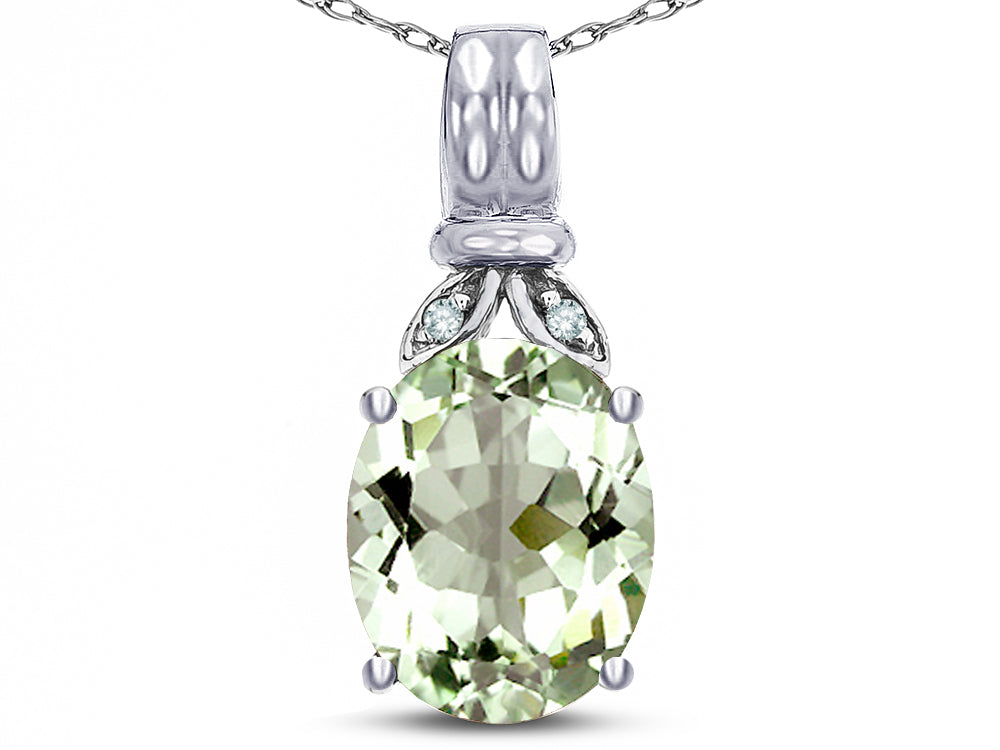 Star K  Oval 10x8 Genuine Green Amethyst Fashion Pendant Necklace