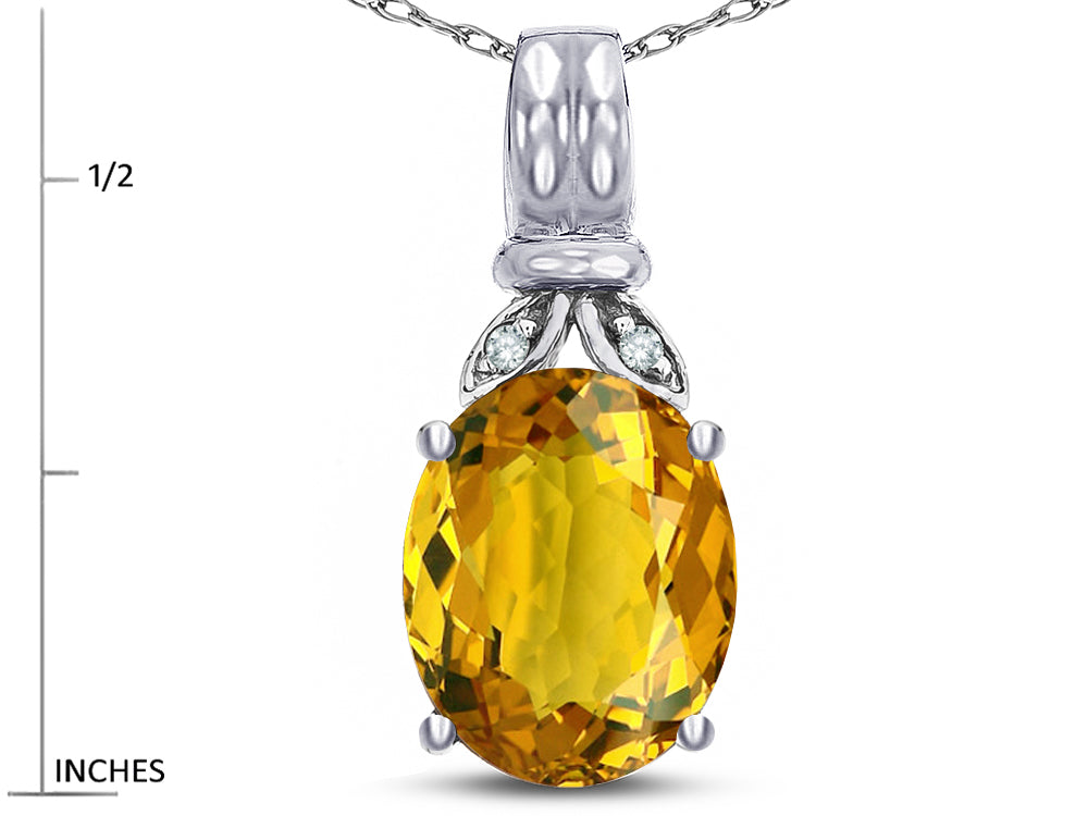 Star K  Oval 10x8 Genuine Citrine Fashion Pendant Necklace