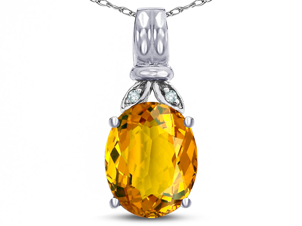 Star K  Oval 10x8 Genuine Citrine Fashion Pendant Necklace