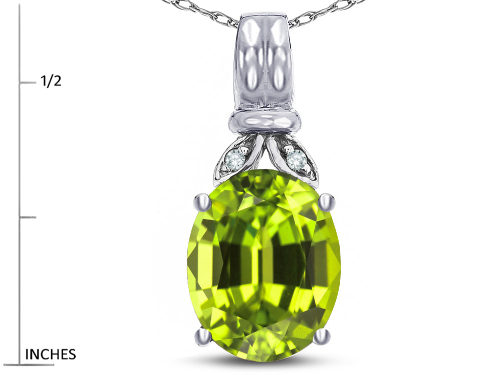 Star K  Oval 10x8 Genuine Peridot Fashion Pendant Necklace
