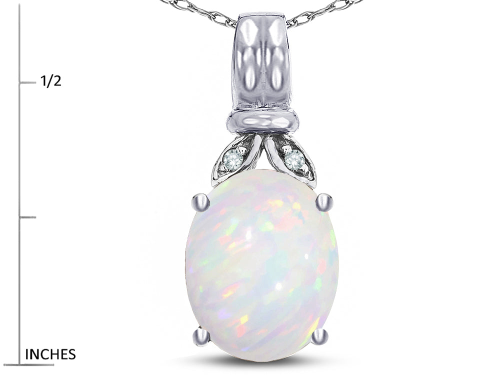 Star K  Oval 10x8 Genuine Opal Fashion Pendant Necklace
