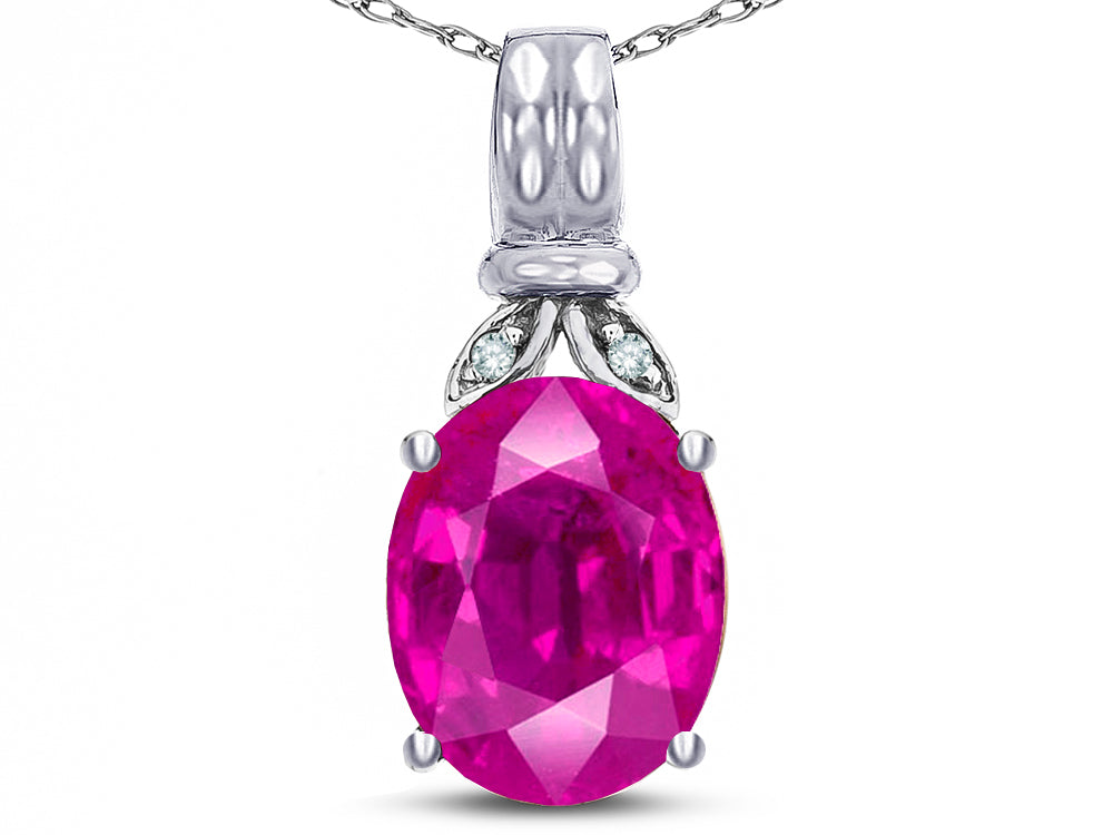 Star K  Oval 10x8 Simulated Pink Tourmaline Fashion Pendant Necklace