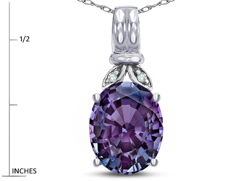 Star K  Oval 10x8 Simulated Alexandrite Fashion Pendant Necklace