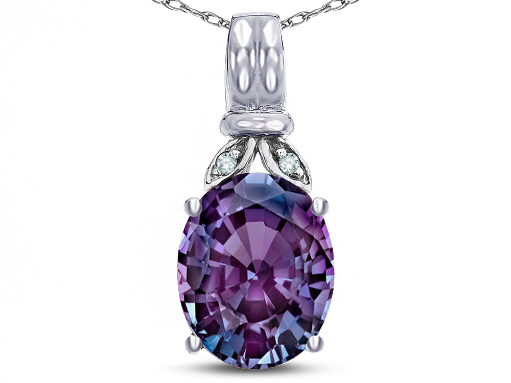 Star K  Oval 10x8 Simulated Alexandrite Fashion Pendant Necklace