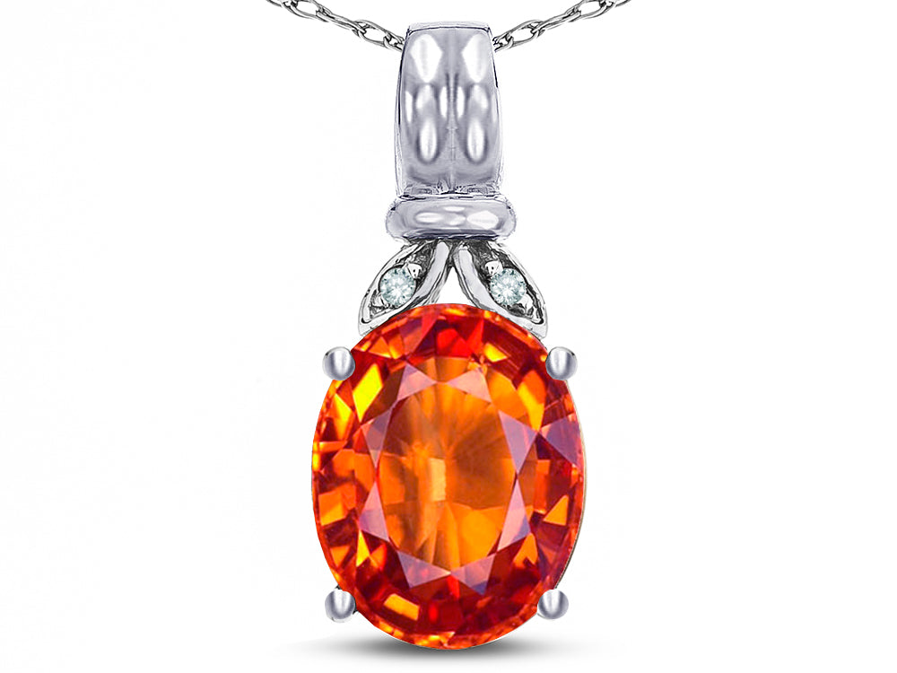Star K  Oval 10x8 Simulated Orange Mexican Fire Opal Fashion Pendant Necklace