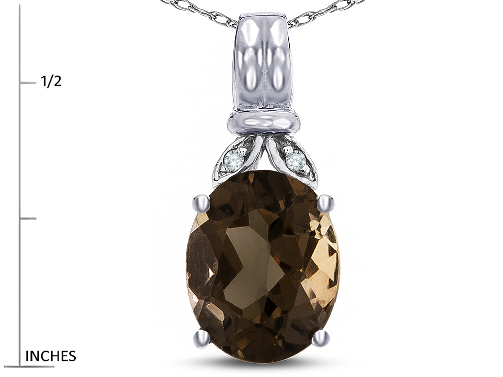 Star K  Oval 10x8 Genuine Smoky Quartz Fashion Pendant Necklace