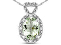 Star K  Oval 8x6mm Genuine Green Amethyst Vintage Antique Look Heart Pendant Necklace