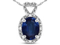 Star K  Oval 8x6mm Genuine Sapphire Vintage Antique Look Heart Pendant Necklace