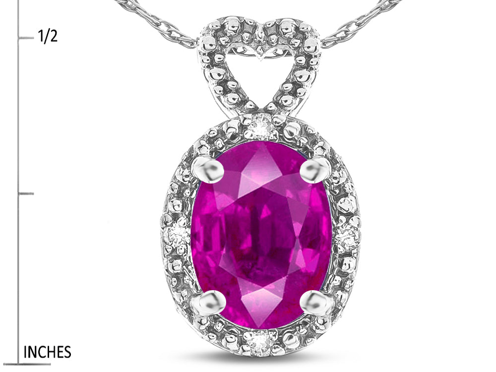 Star K  Oval 8x6mm Simulated Pink Tourmaline Vintage Antique Look Heart Pendant Necklace
