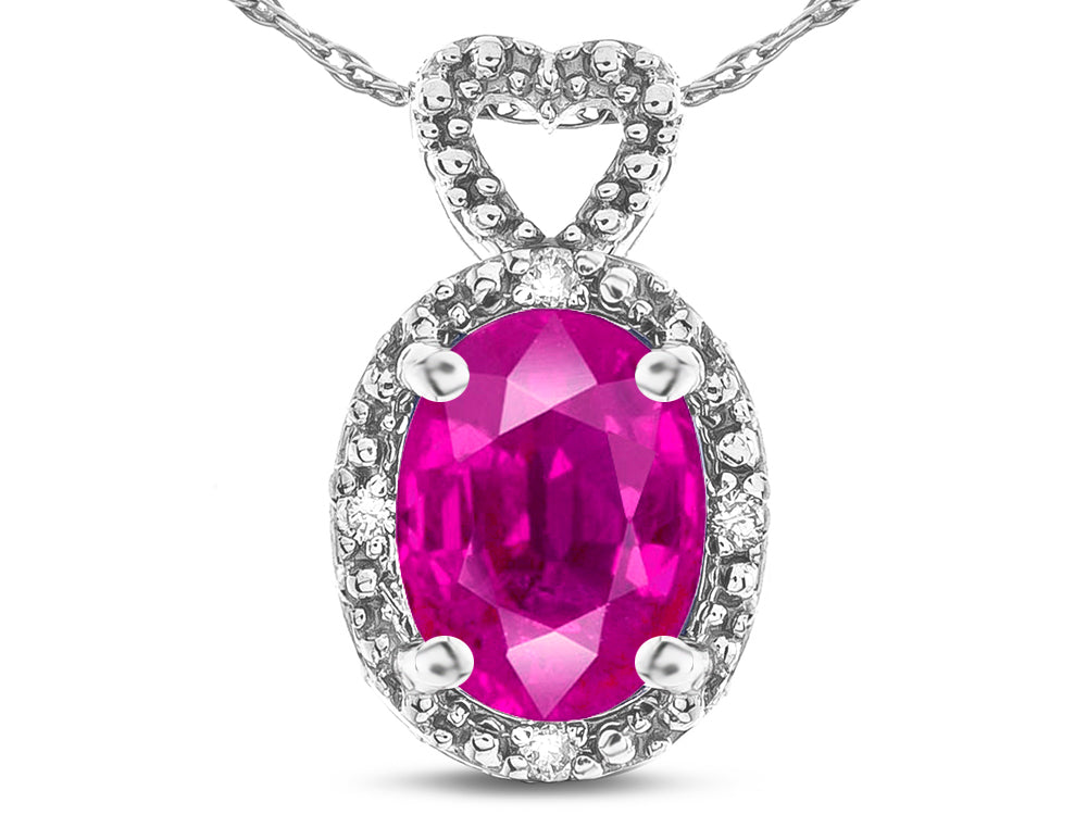 Star K  Oval 8x6mm Simulated Pink Tourmaline Vintage Antique Look Heart Pendant Necklace