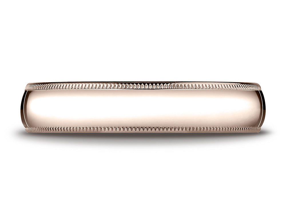Benchmark 14k Rose Gold 5mm Slightly Domed Traditional Oval Wedding Band / Ring With Milgrain